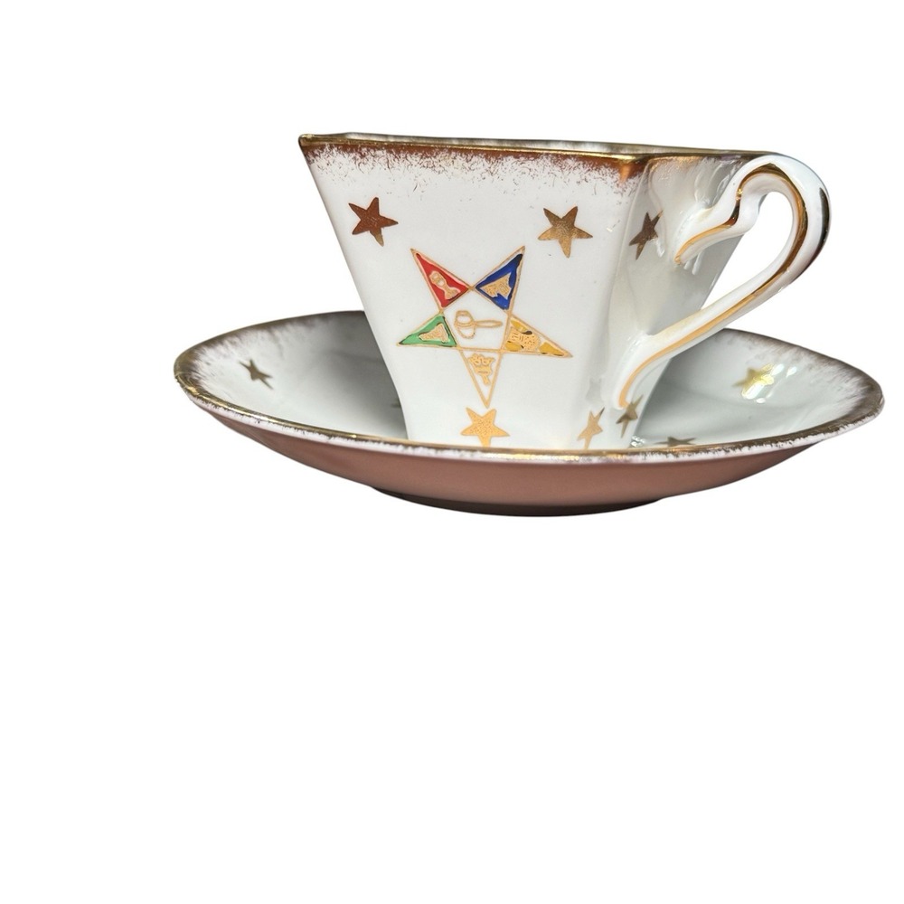 Masonic Order of The Eastern Star 5 Sided Teacup Saucer Piccadilly Bone China